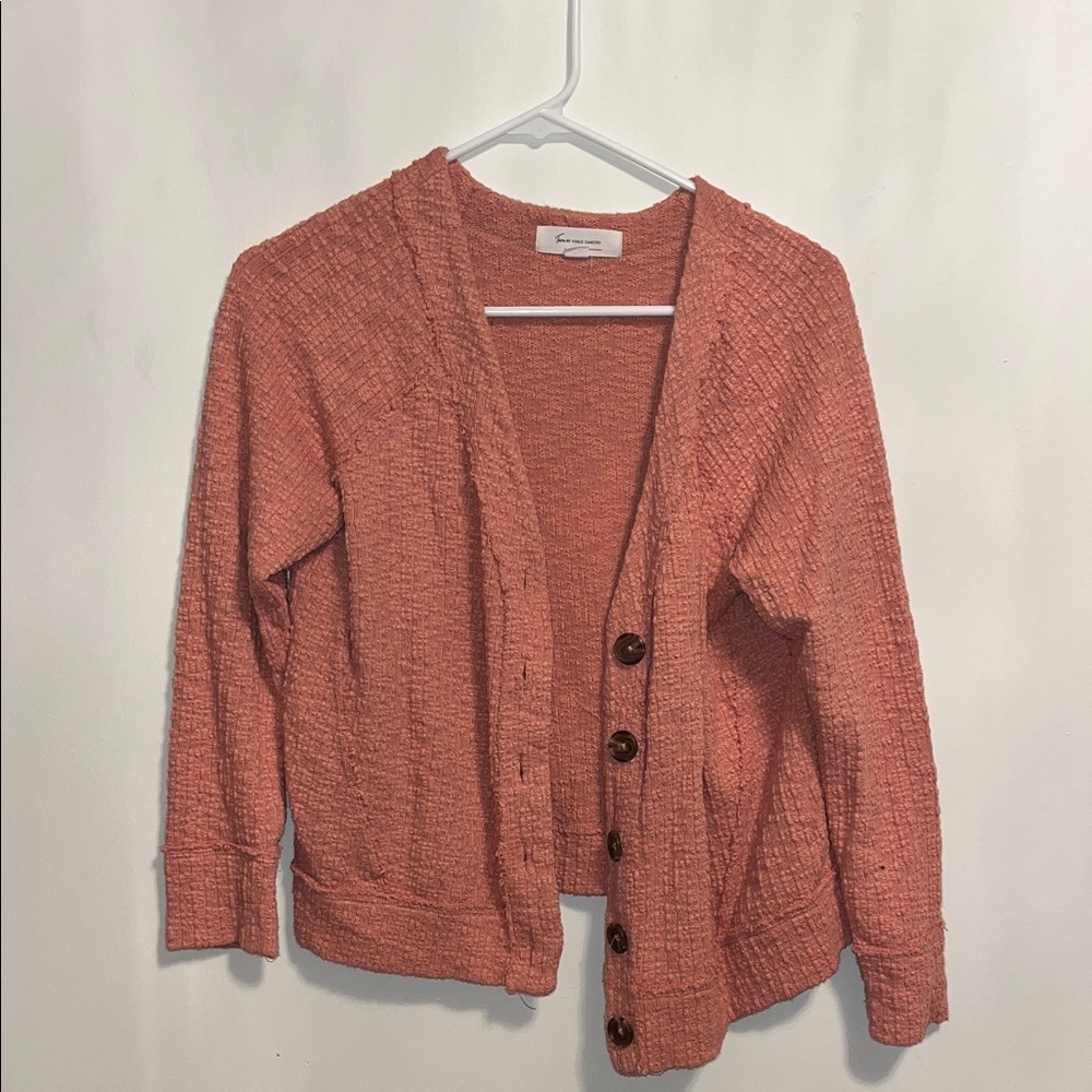 Two by Vince Camuto Textured Coral Cardigan